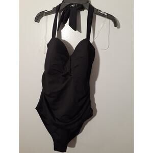 BCBG Maxazria Black halter one piece - NWT - Size L